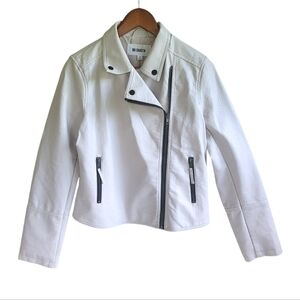 BB Dakota Cropped Vegan Leather Jacket White Women's Small